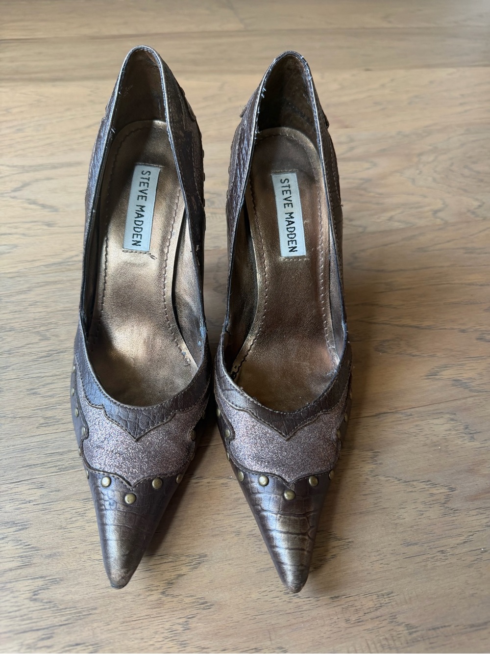 Steve Madden Metallic Bronze Pointed-Toe Pumps